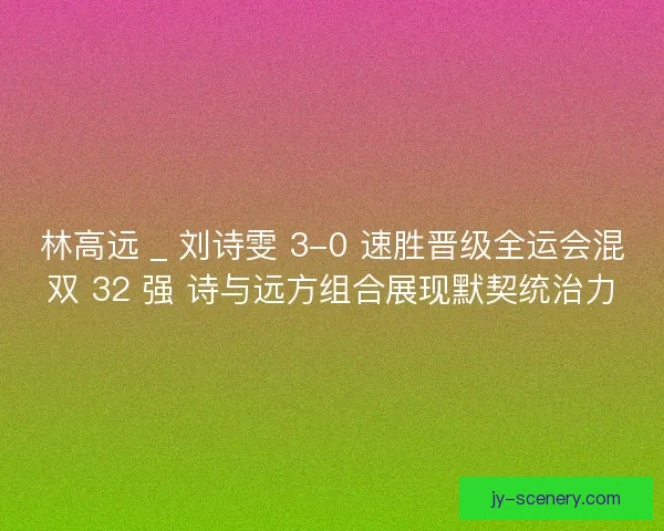 林高远 _ 刘诗雯 3-0 速胜晋级全运会混双 32 强 诗与远方组合展现默契统治力